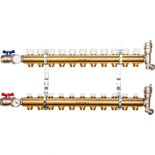 Группа коллекторная без расходомеров 11 отводов 1&quot;в/в x ¾&quot;ек Stout SMB 0468 000011
