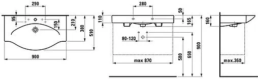 Раковина Laufen Palace 90 белый 8.1170.2.000.104.R