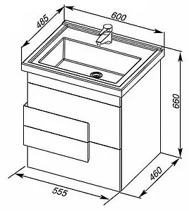 Тумба-умывальник Aquanet Мадейра 60 дуб кантри/белый 00183069+00182322 Тумба-умывальник Aquanet Мадейра 60 дуб кантри/белый 00183069+00182322, 2