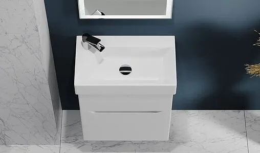 Тумба-умывальник подвесная Raval Brik 55 белый Brk.01.55/P/W/RL+17055-KL