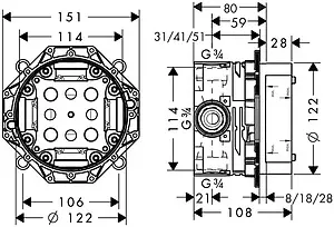 Узел смешивания Hansgrohe Ibox Universal 01800180, 2