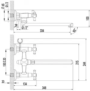 Смеситель для ванны с длинным изливом Lemark Contour хром LM7451C Смеситель для ванны с длинным изливом Lemark Contour хром LM7451C, 2