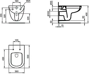 Унитаз подвесной безободковый Ideal Standard Tempo Rimless белый T0405MK Унитаз подвесной безободковый Ideal Standard Tempo Rimless белый T0405MK, 2