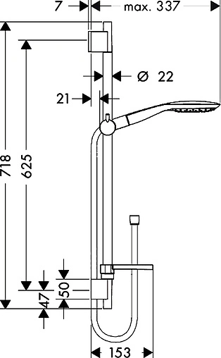 Душевая стойка Hansgrohe Raindance Select E 150 3jet 65см хром 27856000
