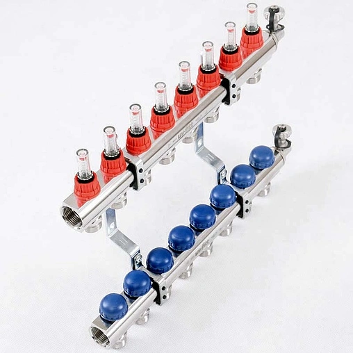 Группа коллекторная с расходомерами 8 отводов 1&quot;в/в x ¾&quot;ек Uni-fitt 440E4308