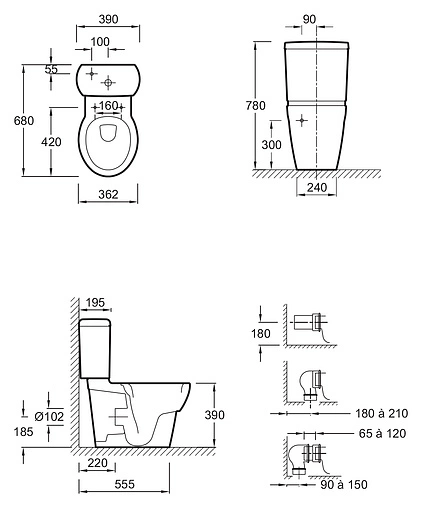 Унитаз-компакт Jacob Delafon Ove белый 19974W-00+E1558-00