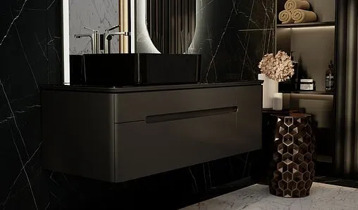 Тумба под умывальник подвесная Jorno Shine 120 антрацит Shi.01.120/P/A