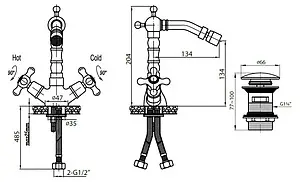 Смеситель для биде Cezares Retro бронза RETRO-BS2-02 Смеситель для биде Cezares Retro бронза RETRO-BS2-02, 2