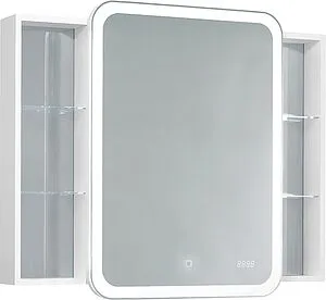 Шкаф-зеркало Jorno Bosko 100 с подсветкой и часами белый Bos.03.100/W, 1