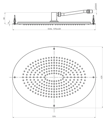 Лейка верхнего душа Bossini DREAM - Oval хром H38460.030 Лейка верхнего душа Bossini DREAM - Oval хром H38460.030