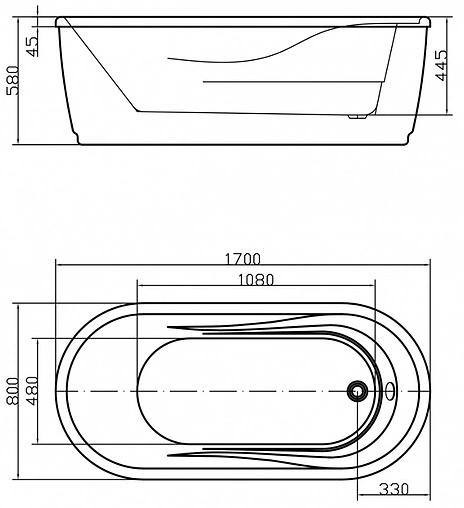 Ванна акриловая отдельностоящая Swedbe Vita 170x80 8840