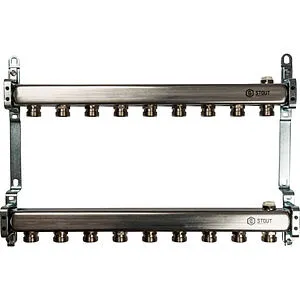 Группа коллекторная распределительная 9 отводов 1&quot;в/в x ¾&quot;ек Stout SMS 0923 000009, 1