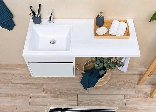 Тумба-умывальник подвесная над стиральной машиной Aquanet Токио 120 L белый 00237744+00235499