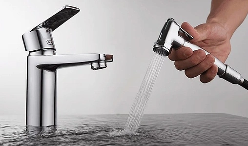 Смеситель для раковины с гигиеническим душем D&amp;K Rhein Lessing хром DA1322601