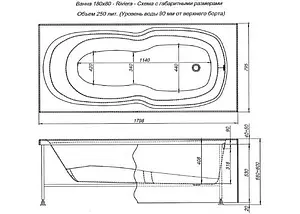 Ванна акриловая Aquanet Riviera 180x80 00230997, 2