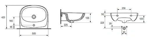 Раковина MITO Mito Market 50 белый S-UM-MIM50/1-w