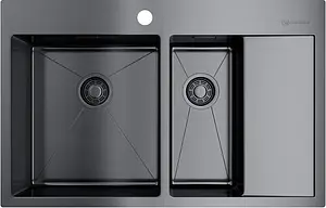 Мойка кухонная Omoikiri Akisame 78-2-GM-L вороненая сталь 4973101 Мойка кухонная Omoikiri Akisame 78-2-GM-L вороненая сталь 4973101, 1