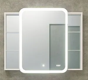 Шкаф-зеркало Jorno Bosko 100 с подсветкой и часами белый Bos.03.100/W, 4