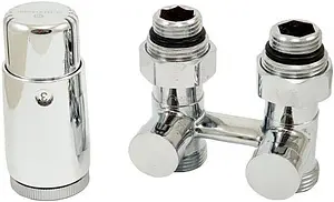 Узел нижнего подключения радиатора прямой с термоголовкой ¾"ек x ¾"ек (½"н) Schlosser Standard хром 600800057 Узел нижнего подключения радиатора прямой с термоголовкой ¾"ек x ¾"ек (½"н) Schlosser Standard хром 600800057, 1