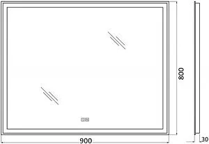 Зеркало с подсветкой BelBagno 90x80 с подогревом SPC-GRT-900-800-LED-TCH-WARM Зеркало с подсветкой BelBagno 90x80 с подогревом SPC-GRT-900-800-LED-TCH-WARM, 2