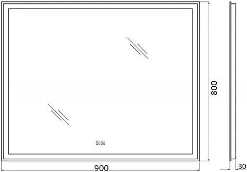 Зеркало с подсветкой BelBagno 90x80 с подогревом SPC-GRT-900-800-LED-TCH-WARM