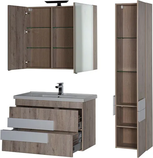 Шкаф-зеркало Aquanet Мадейра 100 R дуб кантри/белый 00183067