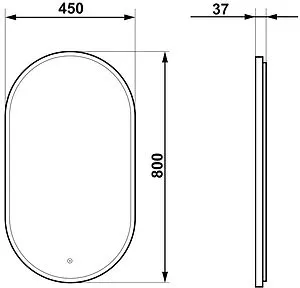 Зеркало с подсветкой Continent Prime Black Led 45x80 чёрный ЗЛП2209, 2