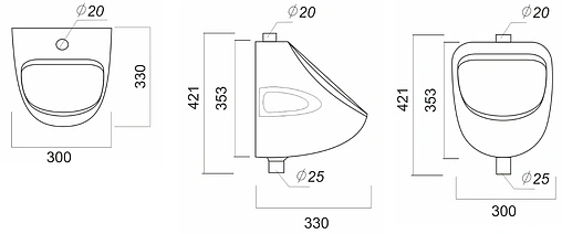 Писсуар с внешним подводом воды Sanita Орион белый PS/Orion/Mech/WHT.G/S1