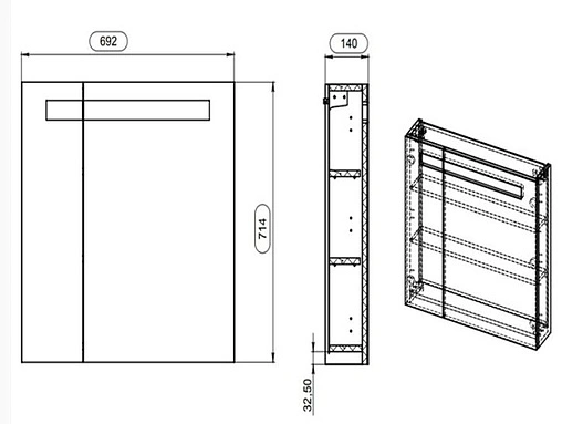 Шкаф-зеркало Cersanit Melar 70 белый B-LS-MEL70-Os Шкаф-зеркало Cersanit Melar 70 белый B-LS-MEL70-Os