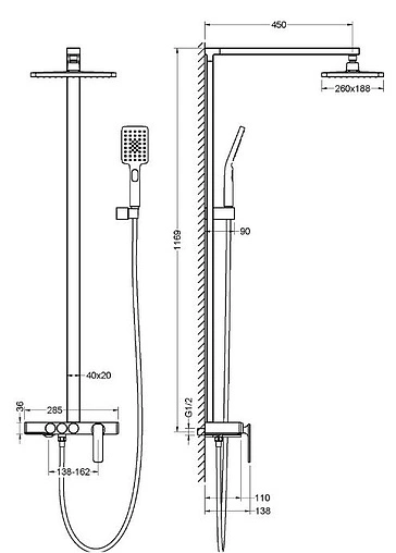 Душевая система со смесителем для душа Timo Torne хром SX-4310/00