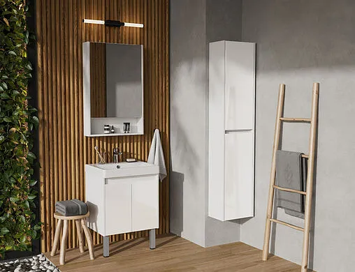 Тумба под умывальник Aquaton Сканди Doors 55 белый матовый/белый глянец 1A278801SD010