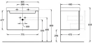 Тумба-умывальник подвесная Kerama Marazzi Buongiorno 80 белый BGN.80.1\WHT+BG.wb.80 Тумба-умывальник подвесная Kerama Marazzi Buongiorno 80 белый BGN.80.1\WHT+BG.wb.80, 2