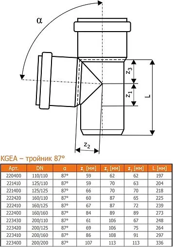 Тройник наружный D=160x160мм Угол 87° Ostendorf KGEA 222400