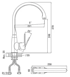 Смеситель для кухни D&K Durer Bayern хром DA1252401, 2