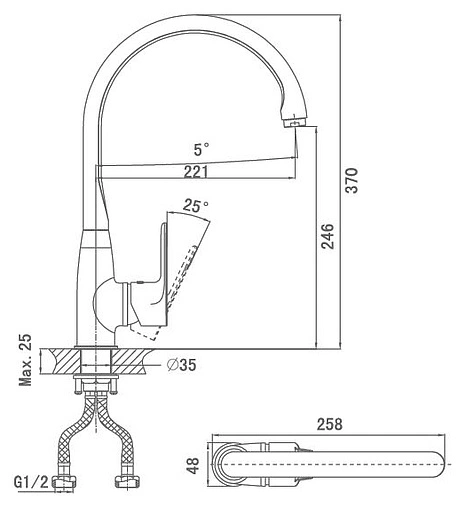 Смеситель для кухни D&amp;K Durer Bayern хром DA1252401
