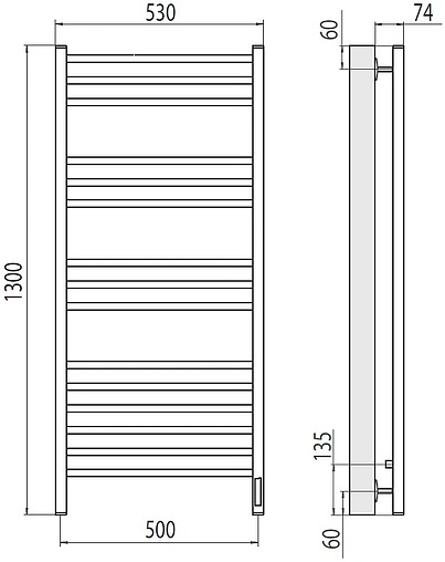 Полотенцесушитель электрический лесенка Terminus Ватикан П15 500х1300 электро sensor quick touch полированная сталь 4670078526212