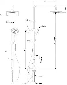Душевая система без смесителя Swedbe Calypso хром 5007, 2