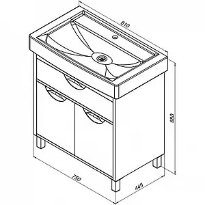 Тумба-умывальник напольная Aquanet Гретта 80 New белый/светлый дуб 00239403+00185552 Тумба-умывальник напольная Aquanet Гретта 80 New белый/светлый дуб 00239403+00185552, 2