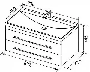 Тумба-умывальник подвесная Aquanet Верона 90 чёрный 00172336+00158756 Тумба-умывальник подвесная Aquanet Верона 90 чёрный 00172336+00158756, 2