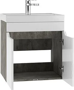 Тумба-умывальник подвесная Айсберг Мечта 50 белый/бетон DM2334T+4607152361544, 4