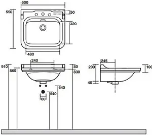 Раковина Kerasan Waldorf 60 белый 4140K1bi/cr*1 Раковина Kerasan Waldorf 60 белый 4140K1bi/cr*1, 2