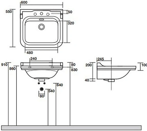 Раковина Kerasan Waldorf 60 белый 4140K1bi/cr*1
