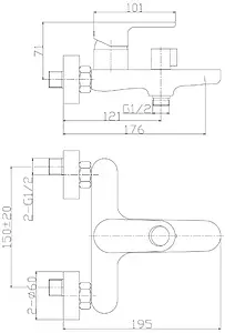 Смеситель для ванны Rossinka хром RS33-31, 2