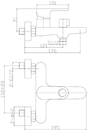 Смеситель для ванны Rossinka хром RS33-31