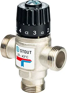 Трехходовой термостатический смесительный клапан ¾&quot; +20...+43°С Kvs 1.6 Stout SVM-0020-164320, 1