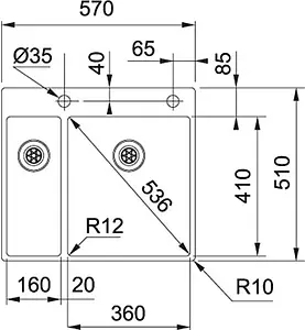 Мойка кухонная Franke Box BXX 260-36-16 TL нержавеющая сталь 127.0379.889, 2