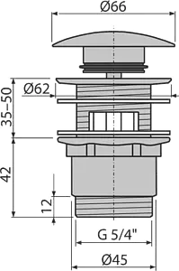 Выпуск автоматический для раковины с переливом AlcaPlast хром A390 Выпуск автоматический для раковины с переливом AlcaPlast хром A390, 2