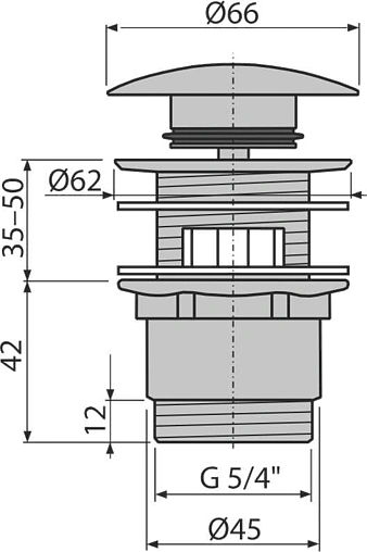 Выпуск автоматический для раковины с переливом AlcaPlast хром A390