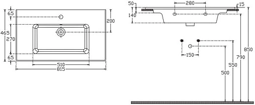 Раковина ISVEA SistemaT 81.5 антрацит 10SL51081-2C