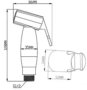Гигиенический душ с держателем Swedbe Calypso чёрный матовый 5023B Гигиенический душ с держателем Swedbe Calypso чёрный матовый 5023B, 2